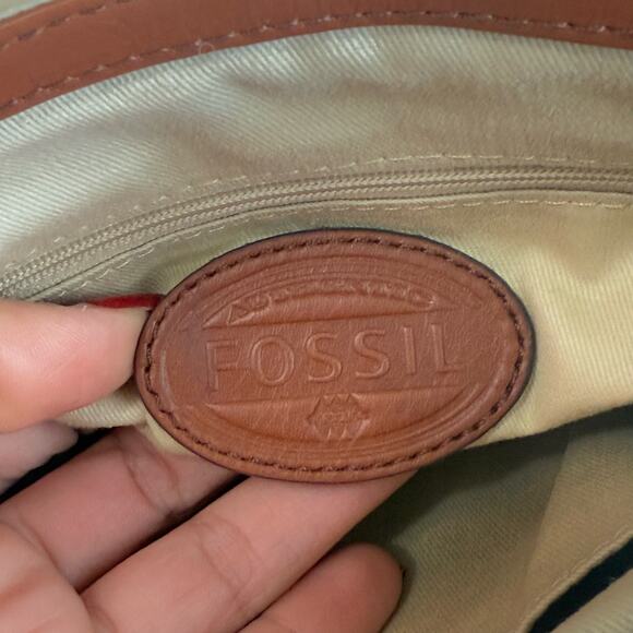 FOSSIL MEMOIR LEATHER & CALF HAIR SLIM SMALL TURNLOCK CROSSBODY PURSE - Picture 9 of 15